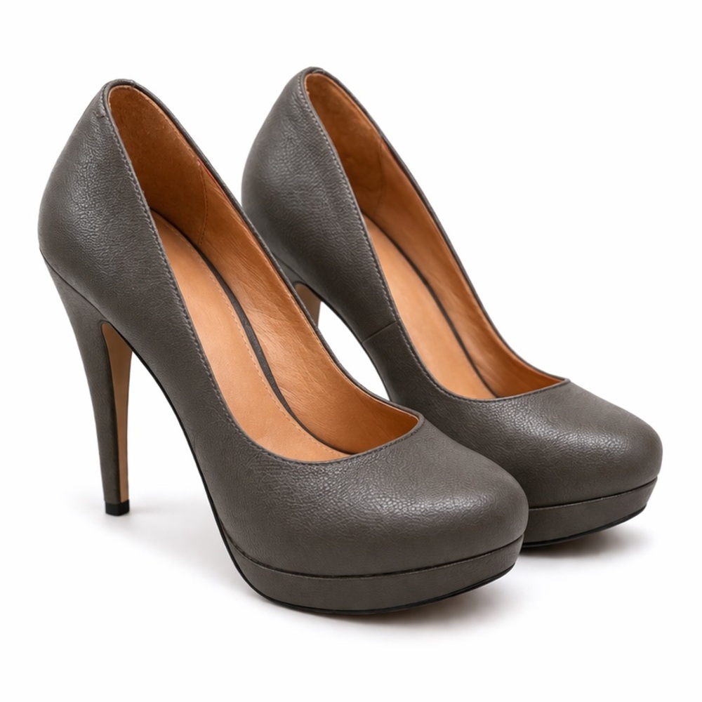 L.A.M.B. by Gwen Stefani Gray Leather Platform Stiletto Heels 6M